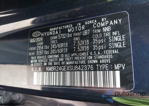 2025 Hyundai Palisade Sel из США, поврежденный, VIN KM8R24GEXSU842376